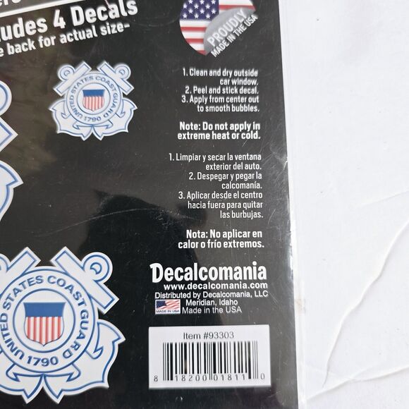 Decalcomania Auto Decals U.S. Coast Guard Service Window Decals New Sealed - Picture 8 of 8